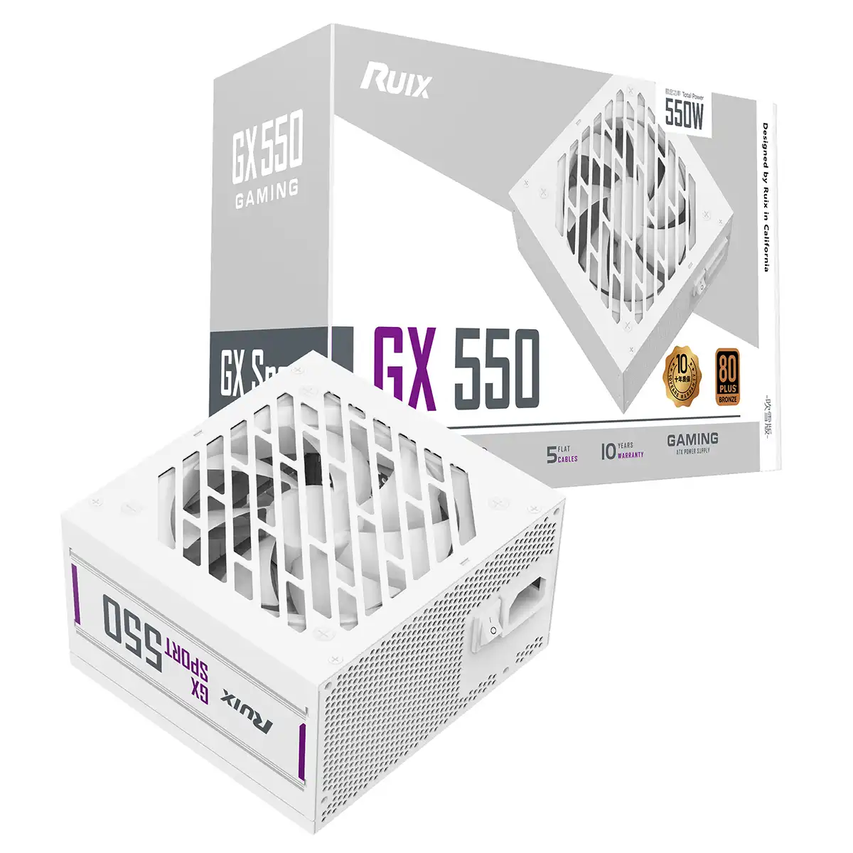 Ruix gaming GX550 Bronze 80+  550 Watt - White